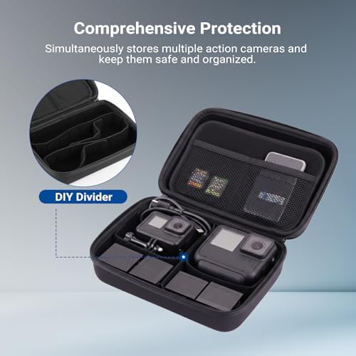 NEEWER Carrying Case for Action Camera & Accessories, Splashproof Protective Storage Bag with DIY Dividers & Mesh Pockets Compatible with GoPro DJI Osmo 360 Action 5 Pro Pocket 3 Lens, PB27 - Image 2