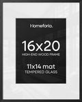 Homeforia 16x20 Black Oak Picture Frame, High-End Wood, 11x14 Mat, Glass by Homeforia