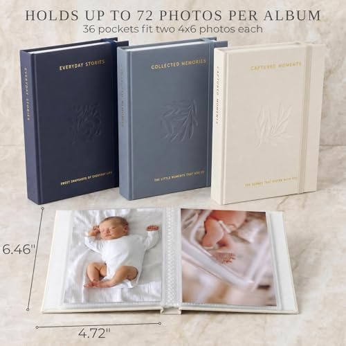 Beautiful Photo Album Set of 3 For 4x6 Pictures - Linen Album Holds 216 - Image 4
