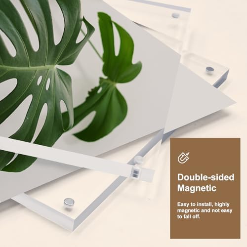Egofine 8x8 Acrylic Frames 3 Pack, 20mm Thicker Frameless Clear Picture Frames, Double Sided Magnetic Picture Frames, Free Standing Desktop Display - Image 2