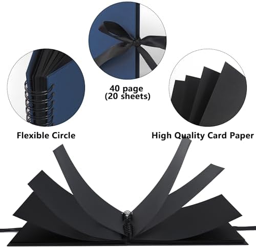 Vienrose 8x8 Scrapbook Album Photo DIY Navy Thick Kraft 40 Pages - Image 5
