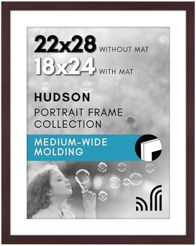 Americanflat 22x28 Poster Frame - Matted to 18x24 - Mahogany by Americanflat