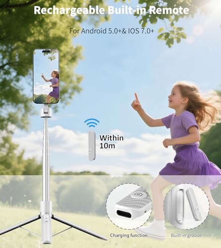 TONEOF 68" Magnetic Aluminum Phone Tripod Selfie Stick for iPhone & Android - Image 6