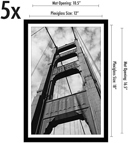Americanflat 12x18 Poster Frame 5-Pack - Matted to 11x17 - Black - Image 2