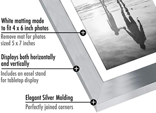 Americanflat 5x7 Picture Frame with Polished Clear Glass - Set of 2 - Use as 4x6 Frame with Mat or Display 5x7 Photo Without Mat - Signature Collection - Photo Frames for Tabletop or Wall - Silver - Image 3