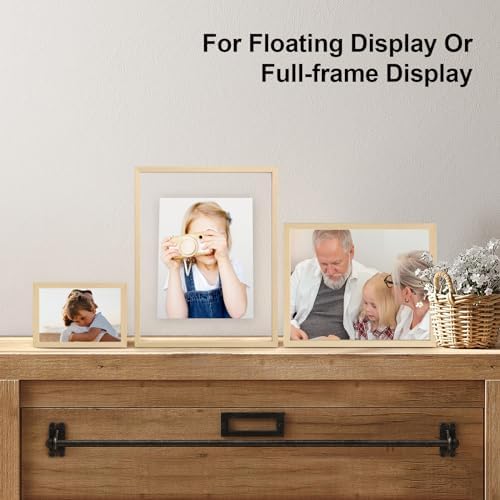 Egofine 4x6 Floating Frames Set of 2, Double Plexiglass Picture Frame, Made of Solid Wood Display Any Size Photo up to 4x6, Wall Mount or Tabletop Standing, Natural Wood - Image 5