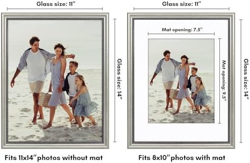 Americanflat 11x14 Vintage Picture Frame - Matted to 8x10 - Silver - Image 2