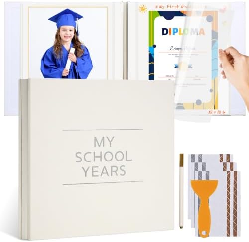 Large School Photo Album, 12 x 12 In, 40 Self-Adhesive Pages, Beige by Hiwhy