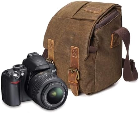 Small Camera Bag/Case, Vintage Canvase Leather Trim DSLR SLR Camera Shoulder Messenger Sling Bag by Pleasepurchaseimmediately