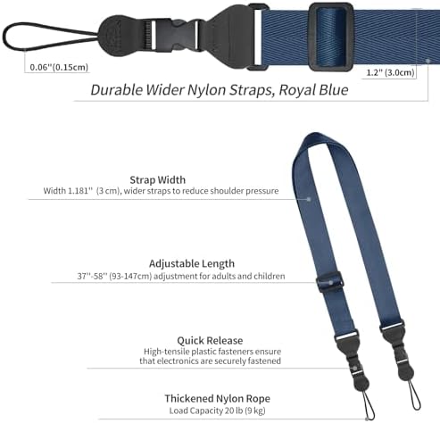 FIEIL 5 Pack Nylon iPad Strap, Adjustable Camera Neck Strap, Comfortable Shoulder Strap for iPad, Cellphone Tablet, Camera, Laptop, Binocular, Luggage Bag(Royal Blue Universal Neck Lanyard) - Image 6