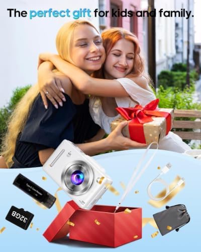 Digital Camera 4K Autofocus Vlogging Camera for Photography with 16X Zoom Anti Shake, 32GB Card, 48MP Compact Portable Point and Shoot Camera Gift for Kids Boys Girls Beginner（White） - Image 7
