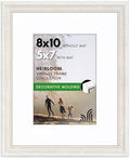 Americanflat 8x10 Vintage Picture Frame - Matted to 5x7 - White & Gold by Americanflat