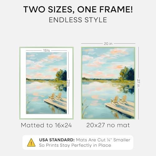 Homeforia 20x27 Green Picture Frame, High-End Metal, 16x24 Mat, Glass - Image 2