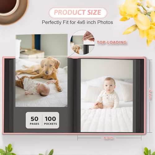 Popotop 4x6 Photo Album Holds 100 Pictures, Vegan Leather Hardcover - Image 3