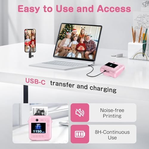 Kids Camera Instant Print, Dual-Lens 48MP Digital Camera, Pink - Image 6