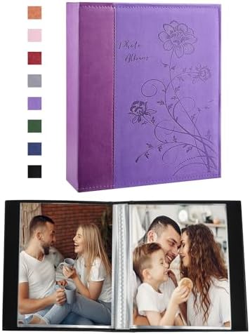 Artmag Small Photo Album 4x6 2 Pack, Each Pack with 26 Clear Pages Holds 52 Vertical Photos for 4x6 Picturs, Artwork or Postcards Storage (Purple),50 Pockets/2PKS by Artmag