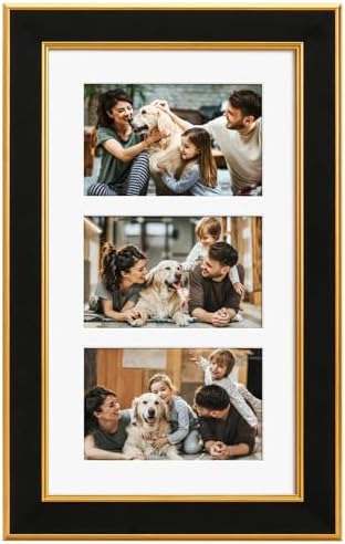 Suede 8x14 Picture Frame Display 3 Opening 4x6 Picture Frames Collage Wall Decor with Mat,Multi Photo Frame for Plexiglass,Wall Decor,1Pack,Black - Image 3