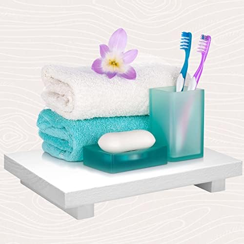 Nuogo Wood Pedestal Riser Stand for Kitchen Soap Tray,9 X 6 Inch,White - Image 3