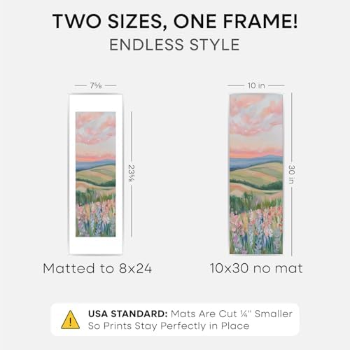 Homeforia 10x30 Silver Picture Frame, High-End Metal, 8x24 Mat, Glass - Image 2