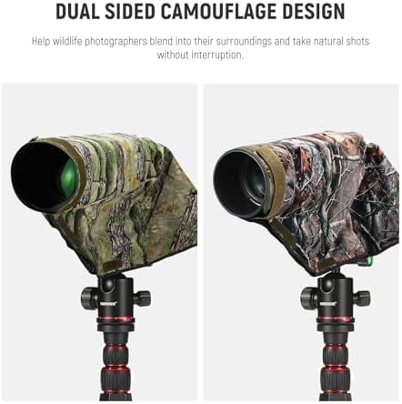 NEEWER PB020 Large Waterproof Rain Cover for Canon Sony Nikon Fujifilm DSLR Camera & Lenses up to 400 mm on Both Sides Camouflage Green Nylon - Image 3
