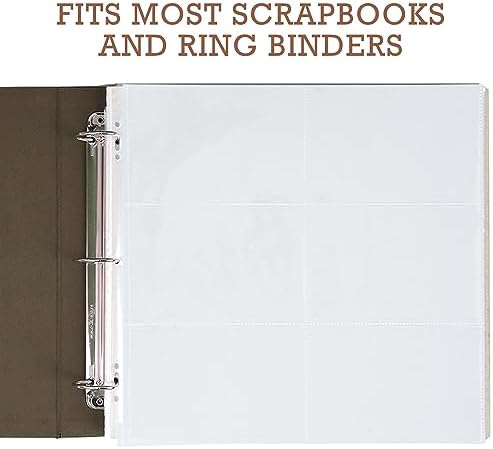 Samsill Scrapbook 6 Pocket Refill Pages 12x12 Inch, 50 Pack, Fits 3 Ring Scrapbook Binders and 12x12 Photo Albums, Holds 12 4x6 Inch Photos, Top-Loading, Heavy-Duty, Super Clear - Image 3