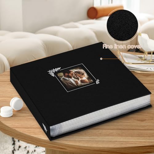 Lanpn 2 Packs Scrapbook Photo Album 12x12, Linen Window Design Cover Top Load 3 Ring Folder Binder Photo Book Photobook 12 x 12 inch with 30 Plastic Sleeves 60 Pages (Black) - Image 3