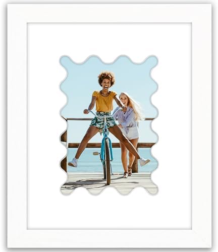 Americanflat 5x7 Picture Frame - Wavy Mat - Engineered Wood - White by Americanflat