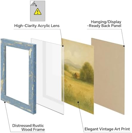 8x10 Rustic Farmhouse Picture Frames with Vintage Prints, Set of 4 - Image 2