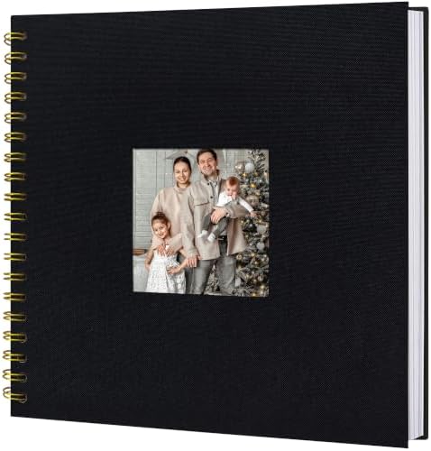 10x10 Inch Scrapbook Photo Album with 40 Pages Acid-Free White Paper, Black by QIQUWU