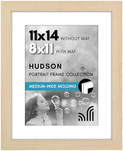 Americanflat 11x14 Picture Frame - Matted to 8x11 - Natural Oak by Americanflat