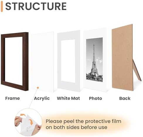 upsimples 4x6 Picture Frame Set of 10, Display Pictures 3.5x5 with Mat or 4x6 Without, Multi Photo Frames Collage for Wall or Tabletop Display, Brown - Image 4