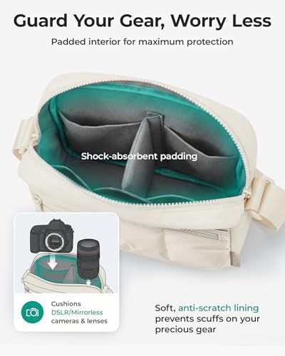 BAGSMART 2 in 1 Small Puffy Camera Sling Bag, Coffee Brown - Image 4
