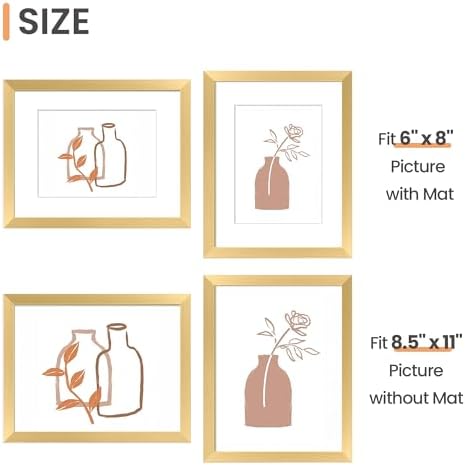 upsimples 8.5 by 11 Picture Frame, Gallery Wall Frames Set of 5, Gold - Image 5