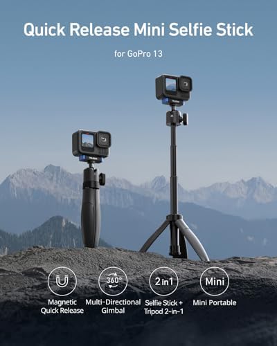 TELESIN 40cm/15.7in Mini Selfie Stick Tripod for Gopro 13 / Mission 1 Pro - Image 6