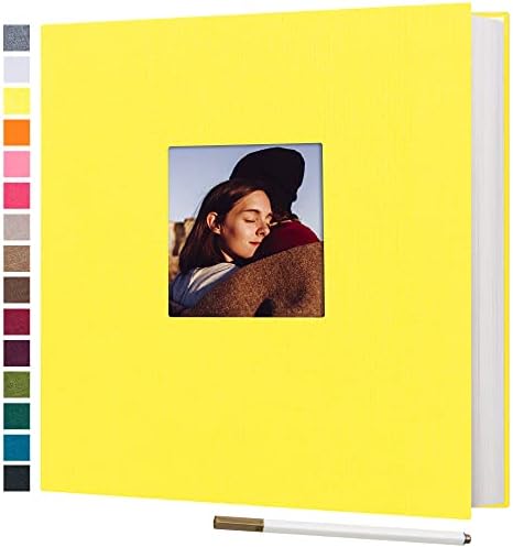 potricher Self Adhesive Photo Album 40 Pages, Linen cover, Yellow by potricher