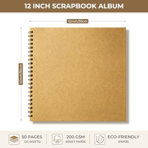 12x12 Scrapbook Album, 50 Pages Hardcover DIY Photo Memory Book - Image 2