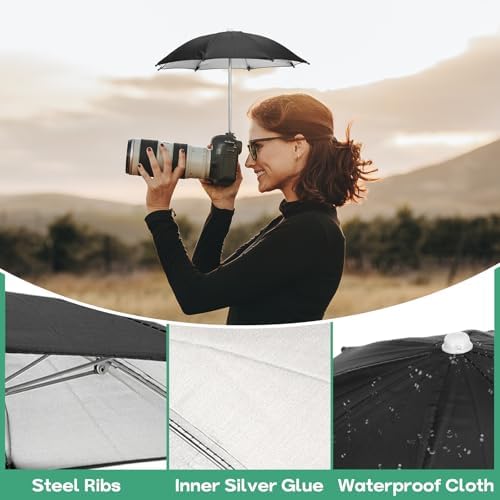 PATIKIL Camera Umbrella, 10.6 Inch Sunshade Camera Hot Shoe Umbrella Rain Cover Protector for Nikon, Black - Image 5