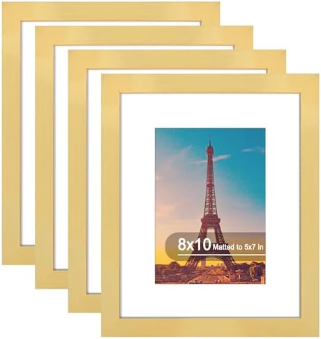 8x10 Picture Frame Set of 4 with Real Glass, Wall & Tabletop Display by SZYUU