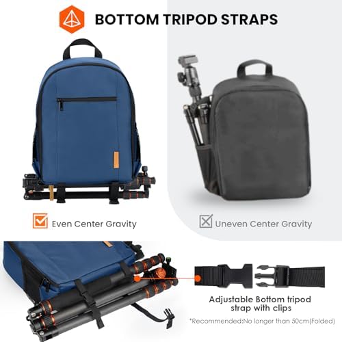 TARION Camera Bag Backpack for Photographers: Photography Camera Backpack with Laptop Compartment Waterproof Raincover Photo Backpack Bag Blue TB-M - Image 4