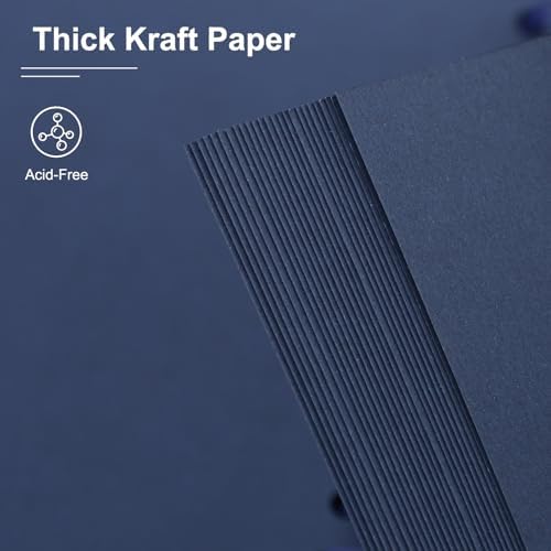 Scrapbook Album 10x10 Inches 40 Pages Hardcover Kraft Paper Blue - Image 4