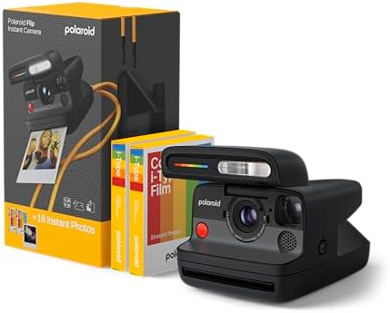 Polaroid Flip Instant Camera + Color Film Bundle (16 Photos Included) - Black (6565) - Hyperfocal 4-Lens System, Sonar autofocus, and Sence Analysis with Bluetooth paired Companion app by Polaroid