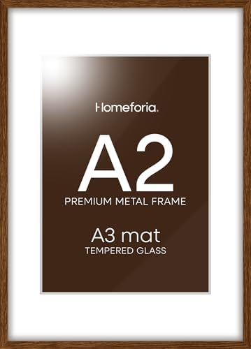 Homeforia A2 Brown Oak Picture Frame, High-End Wood, A3 Mat, Glass by Homeforia
