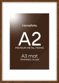 Homeforia A2 Brown Oak Picture Frame, High-End Wood, A3 Mat, Glass by Homeforia