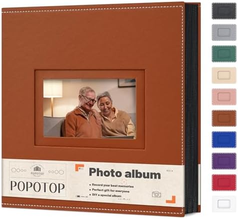Popotop 4x6 Photo Album Holds 500 Pictures, Vegan Leather Hardcover by Popotop