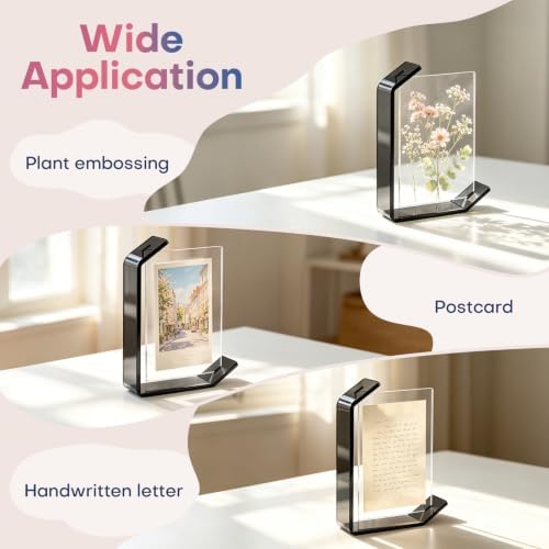 4x6inch L Shaped Acrylic Picture Frame, 2 Pack Double Sided Floating Photo Stand for Tabletop, Horizontal Vertical Display Holder Home Office Decor Family Wedding Anniversary, Black - Image 6
