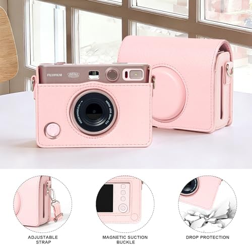 CAIYOULE Camera Case for Instax Mini EVO Instant Film Camera, Gentle Rose - Image 2