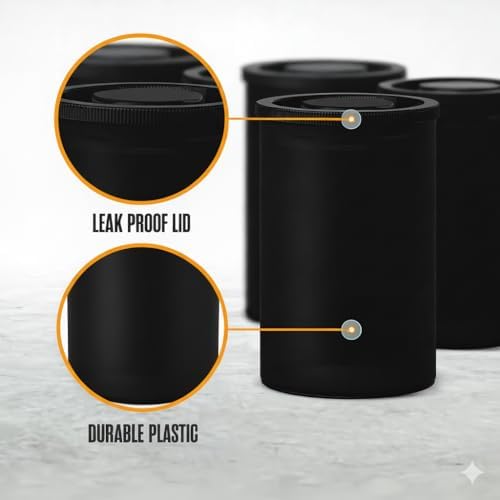 Film Canisters With Caps, Coin Storage, 35mm Case, Black, 8oz, 60 Pack - Image 2