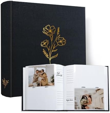 Holoary Photo Album 4x6 200 Photos, 200 Pockets 4”x6” Picture Album, Linen Fabric Cover Big Picture Book for Photos with Writing Area, 4x6 Photo Albums for Family Weddings Travel Memories(Black) - Image 5
