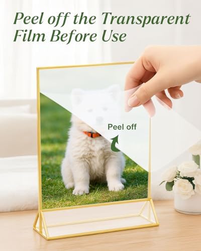 24 Pack 5x7 Gold Acrylic Sign Holders, Double Sided Picture Frame Stands - Image 3