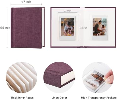 Instax Mini Photo Album with Writing Space, Linen Cover, Purple - Image 2
